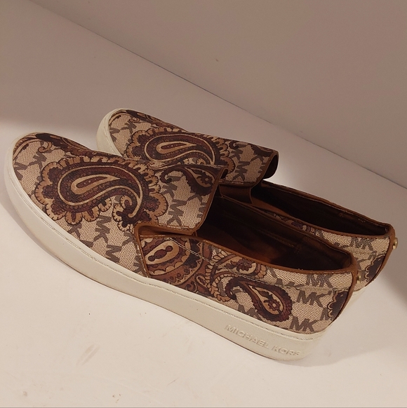 Michael Kors Keaton Slip-on Sneakers Brown Paisley Size 8M - Picture 5 of 8